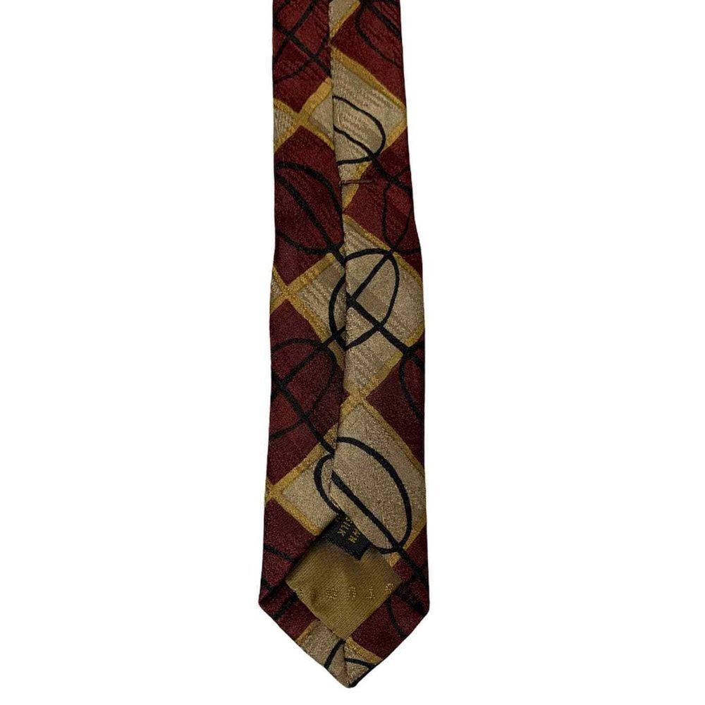 Robert Talbott Silk Tie‎ Burgundy Tan Black Geometric Mens 60L X 3.75W - Picture 4 of 4